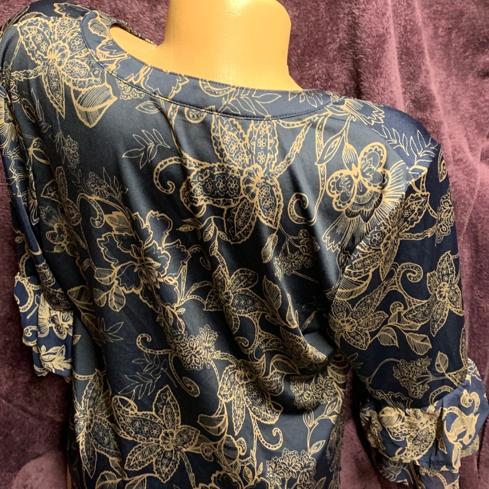 PerSeption Concept Navy Floral Blouse XL - Picture 10 of 14